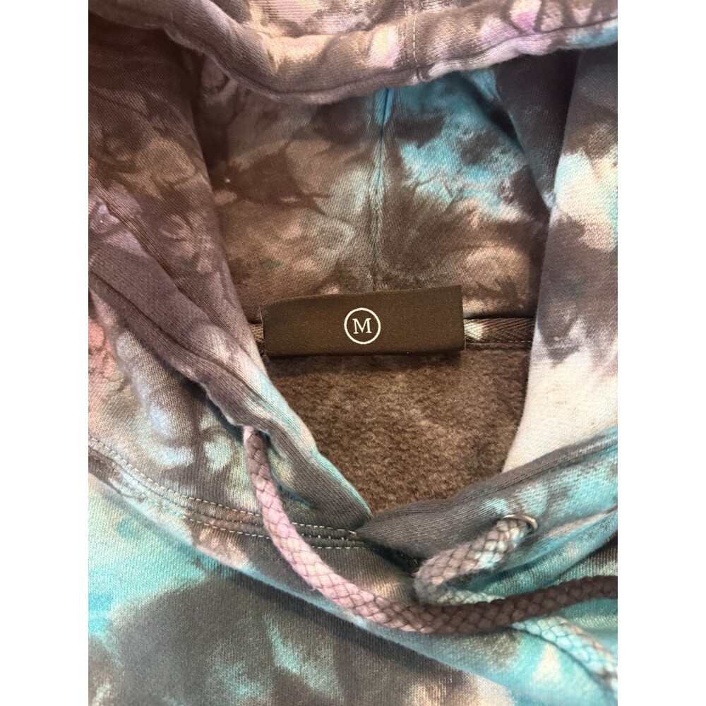 CIVIL REGIME Hoodie (MEDIUM) Blue Black Marble Tie Dye Roses Floral Embroidered - Picture 6 of 7